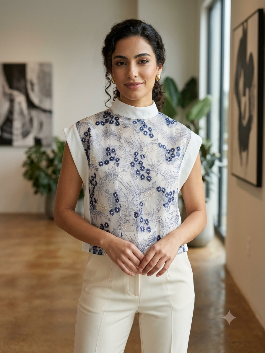 تاپ مجلسی زنانه گلدوزی شده